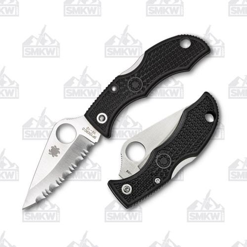 Spyderco Ladybug 3 Folding Knife 1.9 Inch Serrated Satin Clip Point Front Open and Back Closed